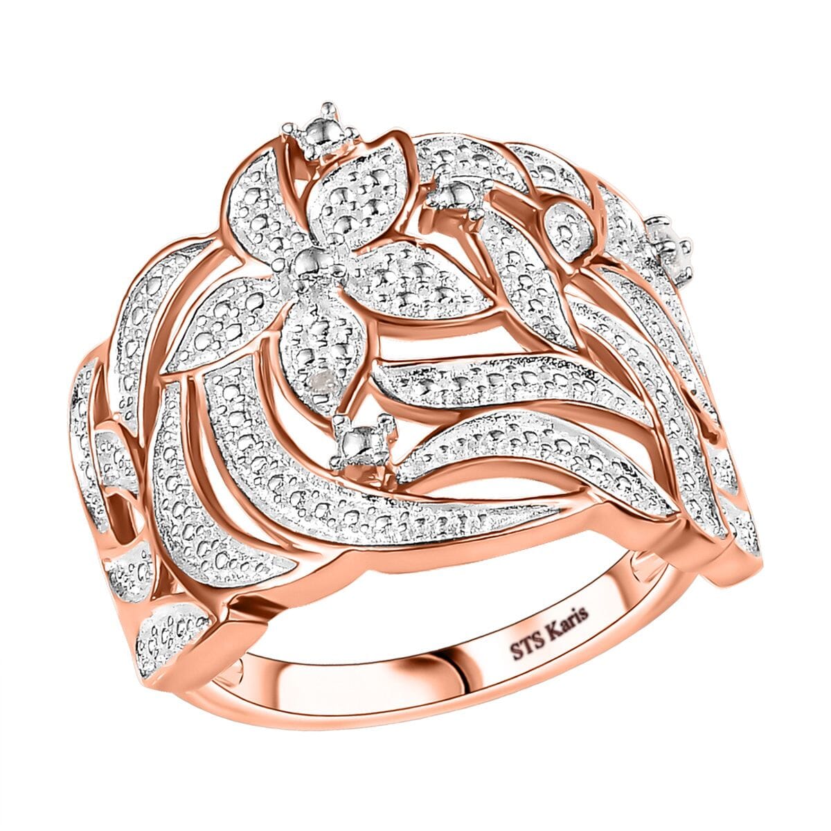 Karis Diamond Accent Floral Ring in 18K RG Plated (Size 8.0) image number 0