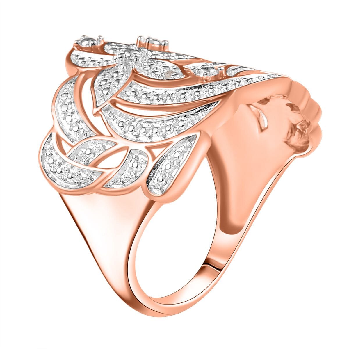 Karis Diamond Accent Floral Ring in 18K RG Plated (Size 8.0) image number 3