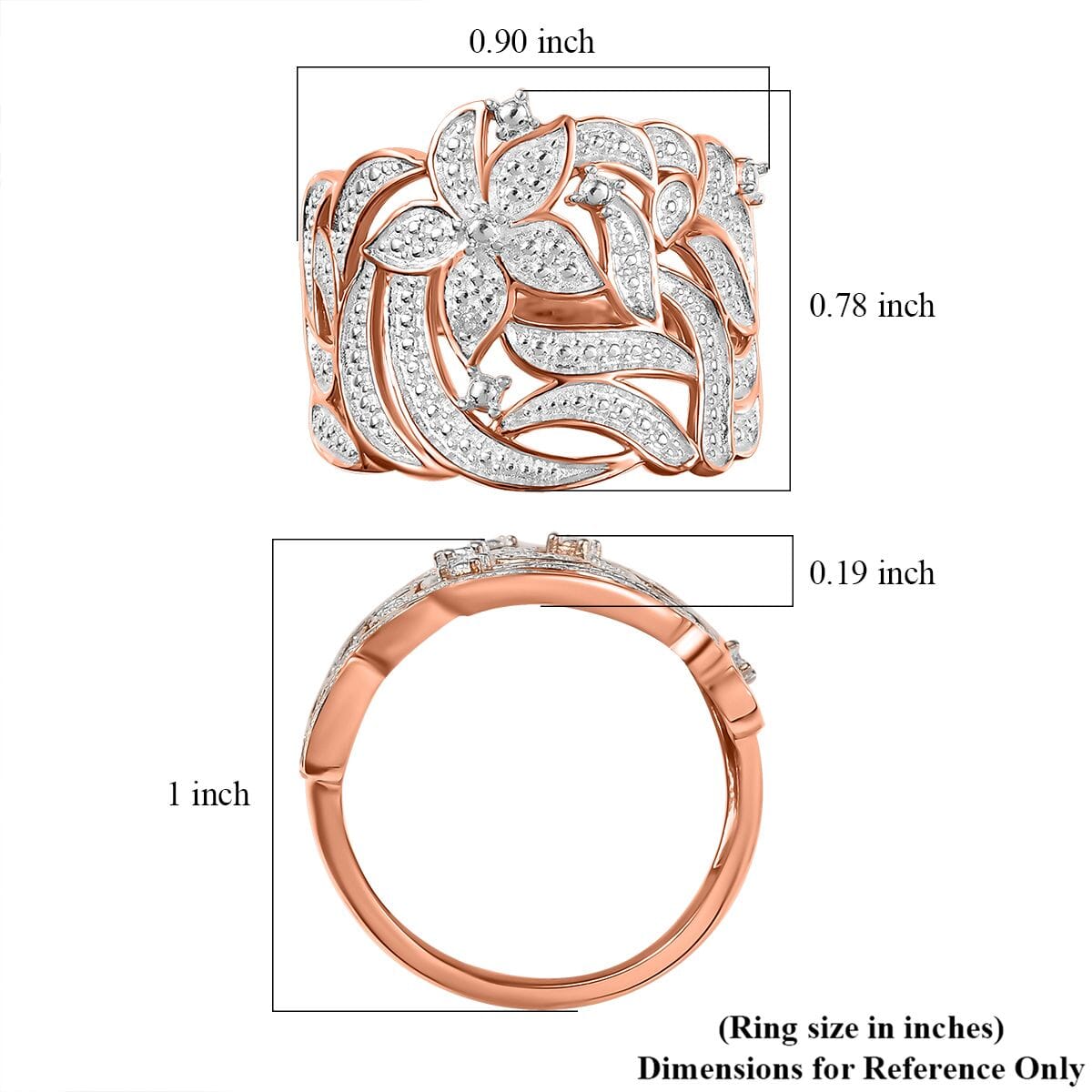 Karis Diamond Accent Floral Ring in 18K RG Plated (Size 8.0) image number 5