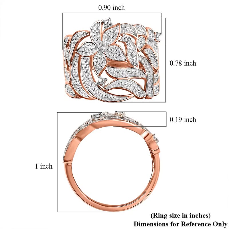 Karis Diamond Accent Floral Ring in 18K RG Plated (Size 9.0)