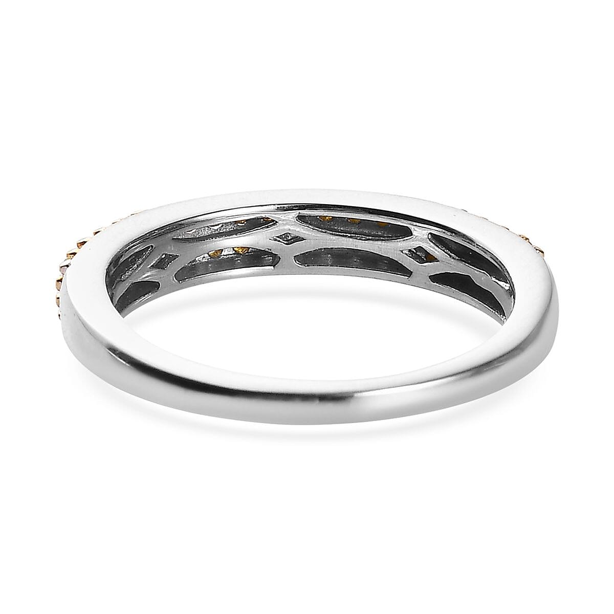 Yellow Diamond Ring in Platinum Over Sterling Silver (Size 10.0) 0.25 ctw image number 4