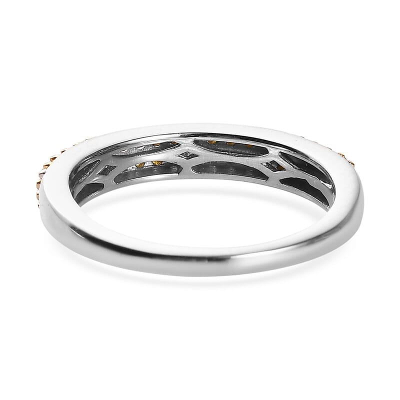 Yellow Diamond Ring in Platinum Over Sterling Silver (Size 10.0) 0.25 ctw