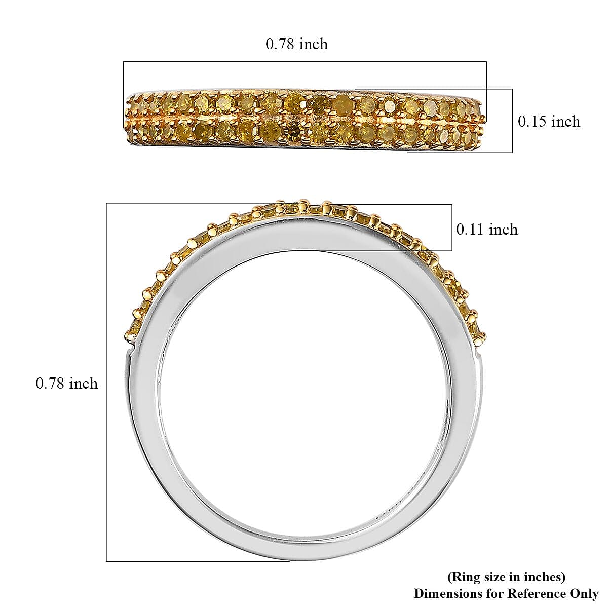 Yellow Diamond Ring in Platinum Over Sterling Silver (Size 10.0) 0.25 ctw image number 5