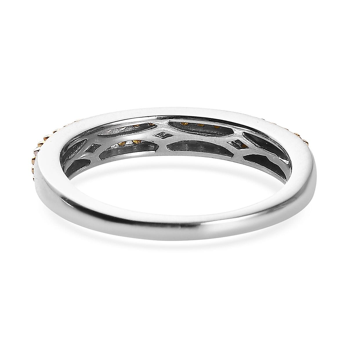 Yellow Diamond Ring in Platinum Over Sterling Silver (Size 9.0) 0.25 ctw image number 4