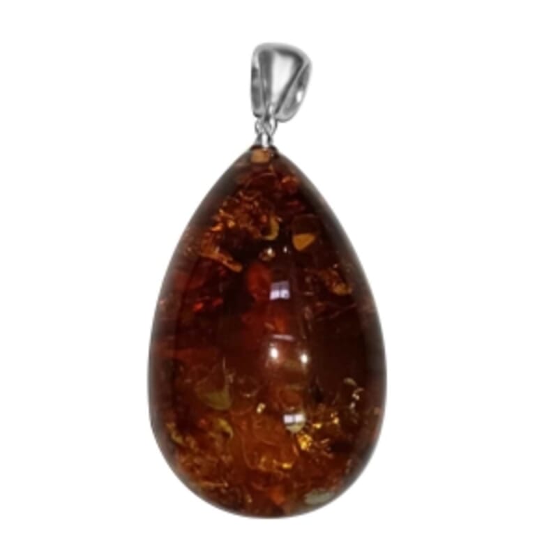 Baltic Amber Pendant without Chain in Sterling Silver
