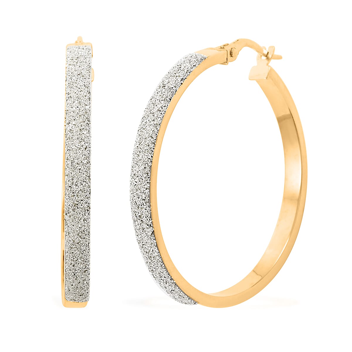 Polvere Di Stelle Italian 10K Yellow and White Gold Hoop Earrings 2.10 Grams image number 0