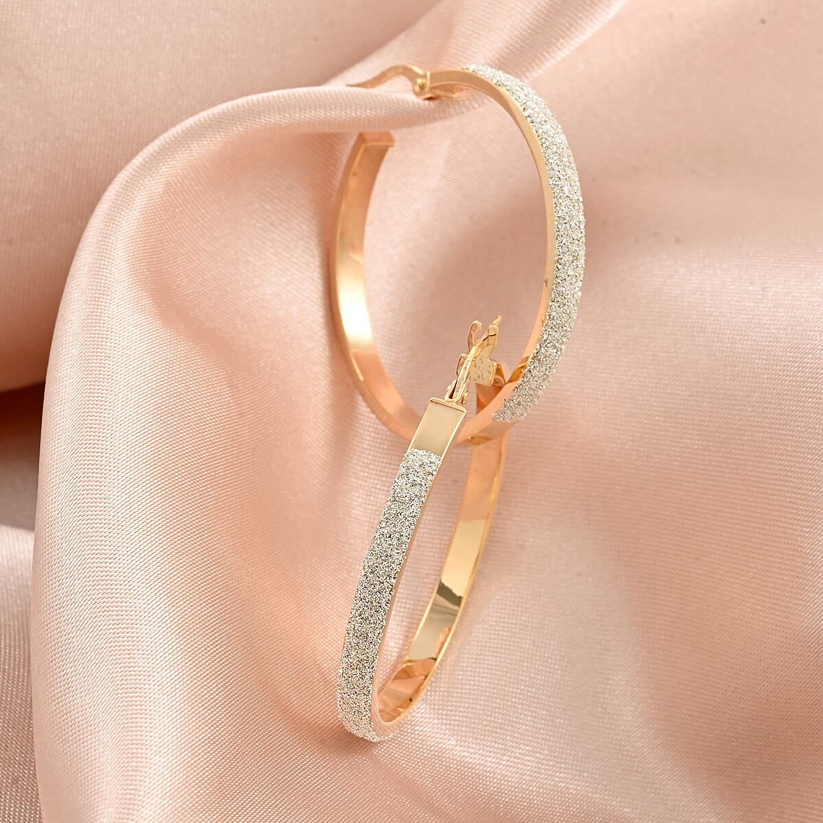 Polvere Di Stelle Italian 10K Yellow and White Gold Hoop Earrings 2.10 Grams image number 1