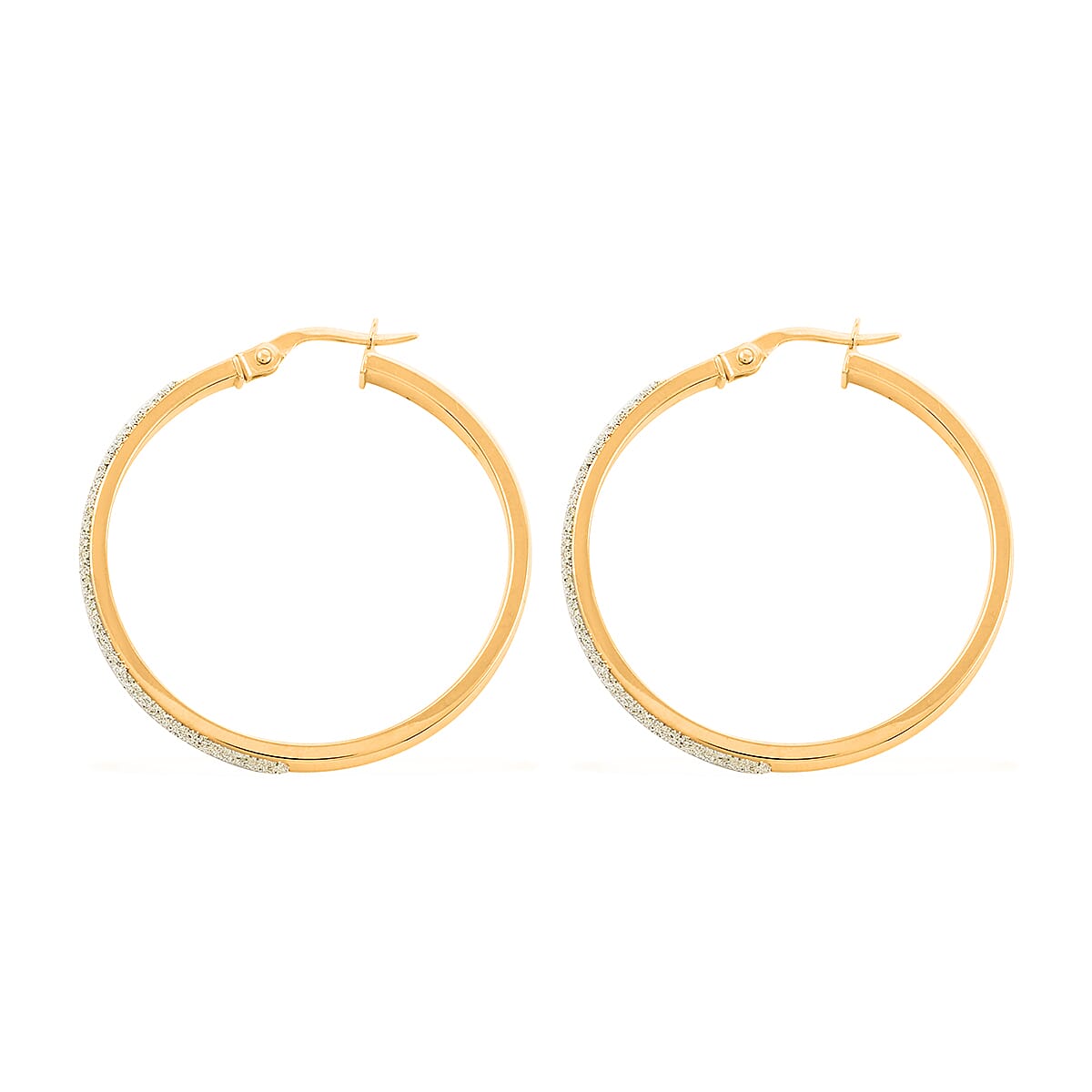 Polvere Di Stelle Italian 10K Yellow and White Gold Hoop Earrings 2.10 Grams image number 3