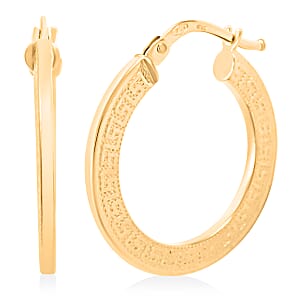 Italian 18K Yellow Gold Greek Key Hoop Earrings 1.60 Grams