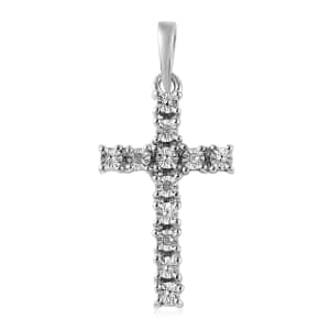 Diamond Accent Cross Pendant in Platinum Over Sterling Silver