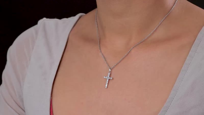Diamond Accent Cross Pendant in 14K YG Over Sterling Silver