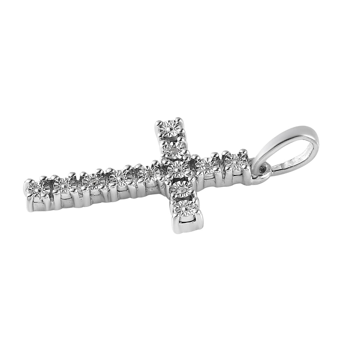 Diamond Accent Cross Pendant in Platinum Over Sterling Silver image number 3