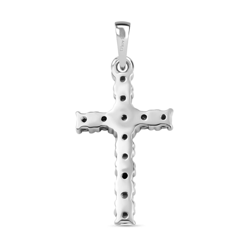 Diamond Accent Cross Pendant in Platinum Over Sterling Silver