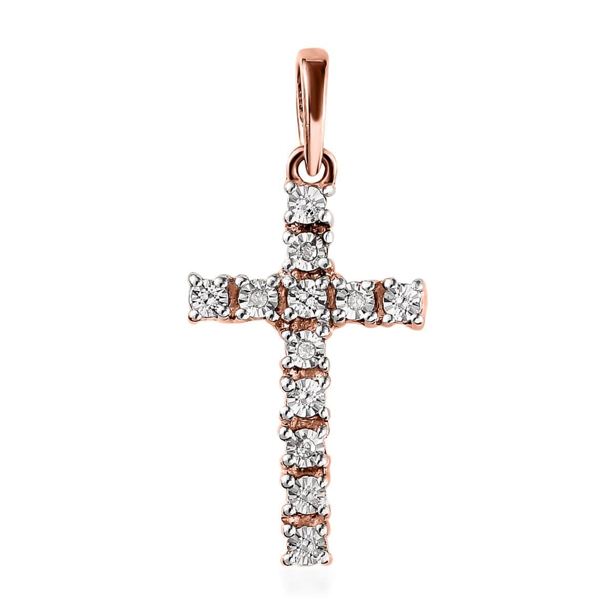 Diamond Accent Cross Pendant in 14K Rose Gold Over Sterling Silver image number 0