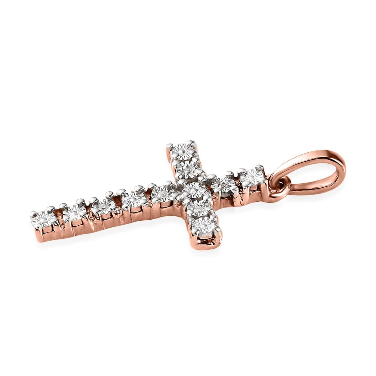 Diamond Accent Cross Pendant in 14K Rose Gold Over Sterling Silver image number 3