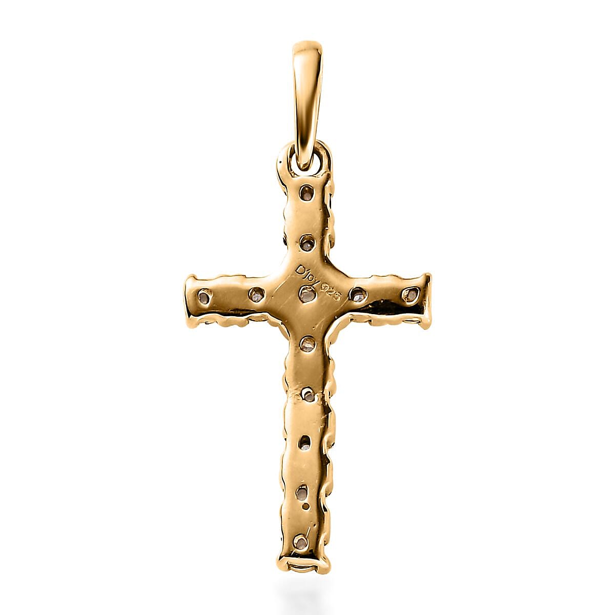 Diamond Accent Cross Pendant in 14K Yellow Gold Over Sterling Silver image number 4
