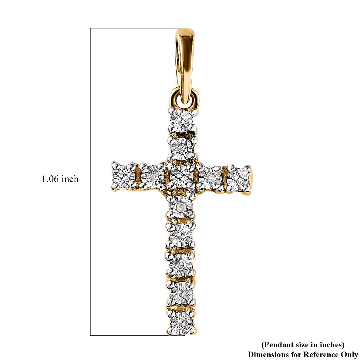 Diamond Accent Cross Pendant in 14K Yellow Gold Over Sterling Silver image number 5
