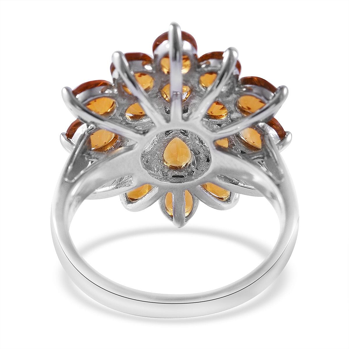 Santa Ana Madeira Citrine and Madagascar Yellow Sapphire Floral Ring in Platinum Over Sterling Silver (Size 10.0) 5.50 ctw image number 3