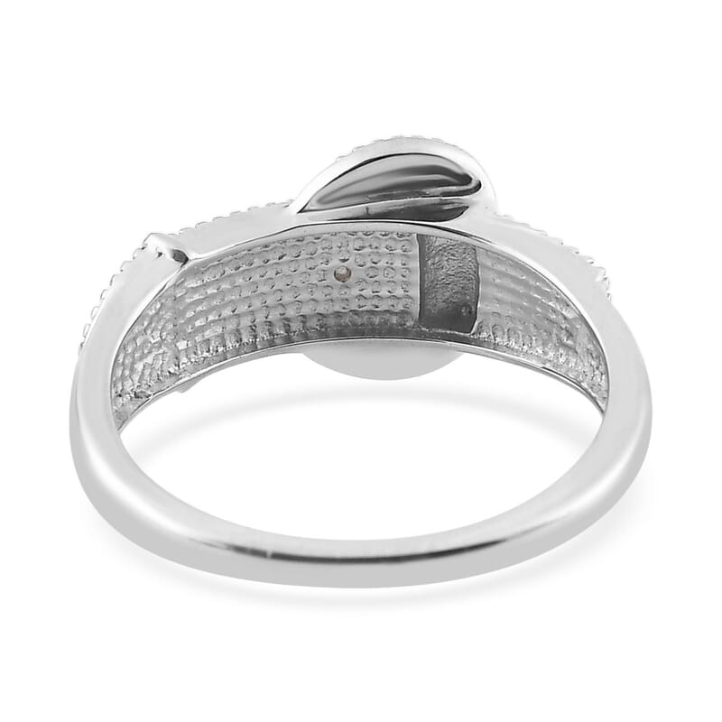 Diamond Accent Buckle Ring in Platinum Over Sterling Silver (Size 10.0)