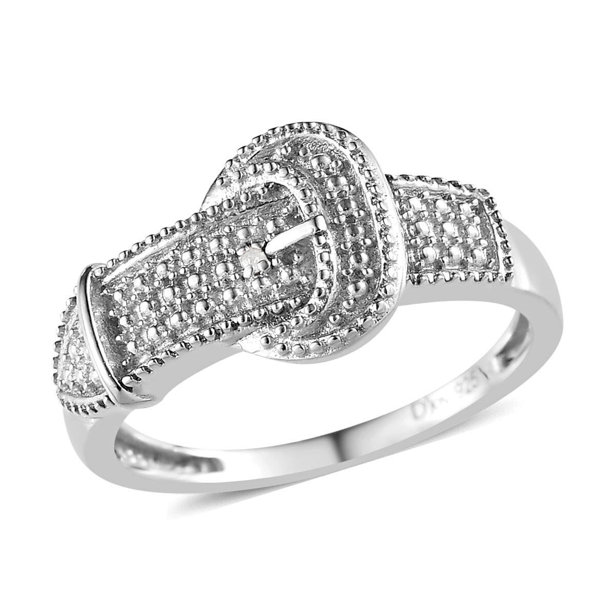 Diamond Accent Buckle Ring in Platinum Over Sterling Silver (Size 8.0) image number 0