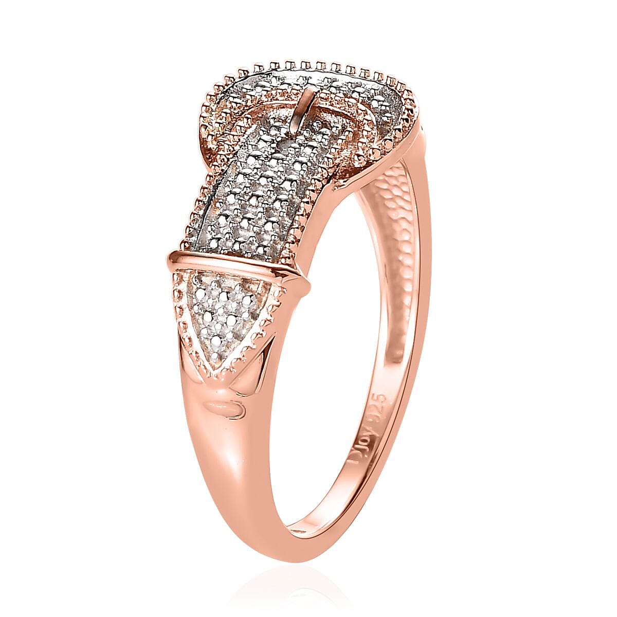 Diamond Accent Buckle Ring in Vermeil Rose Gold Over Sterling Silver (Size 8.0) image number 3