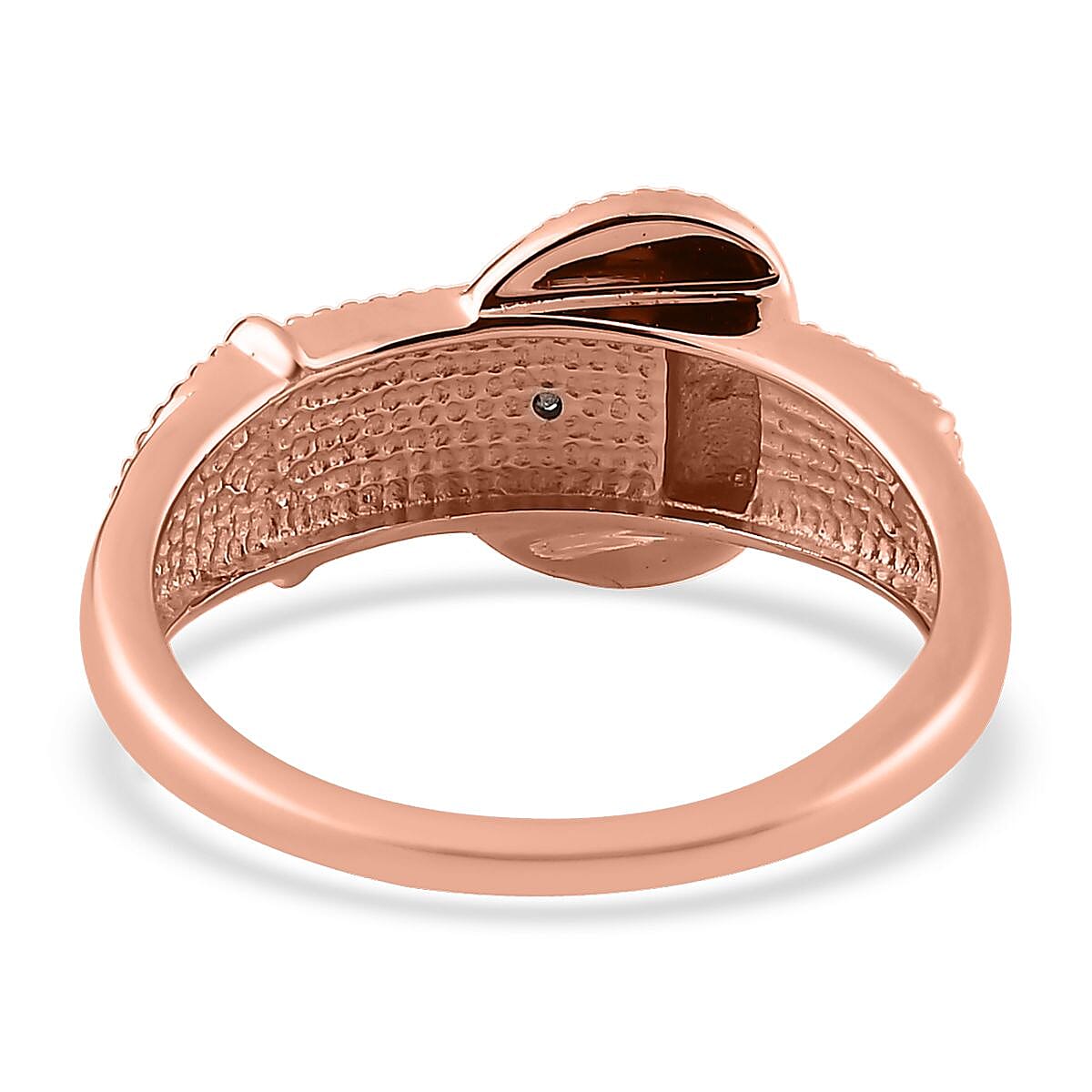 Diamond Accent Buckle Ring in Vermeil Rose Gold Over Sterling Silver (Size 8.0) image number 4