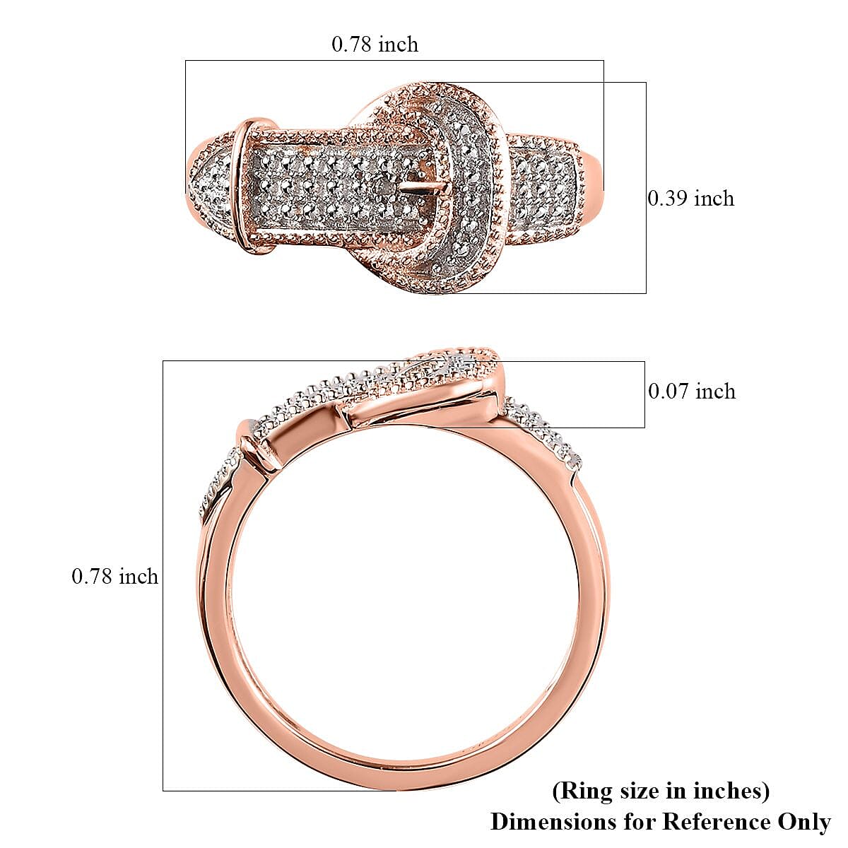 Diamond Accent Buckle Ring in Vermeil Rose Gold Over Sterling Silver (Size 8.0) image number 5