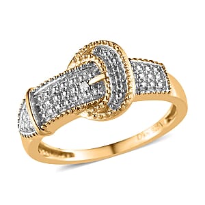 Diamond Accent Buckle Ring in 14K YG Over Sterling Silver (Size 7.0)