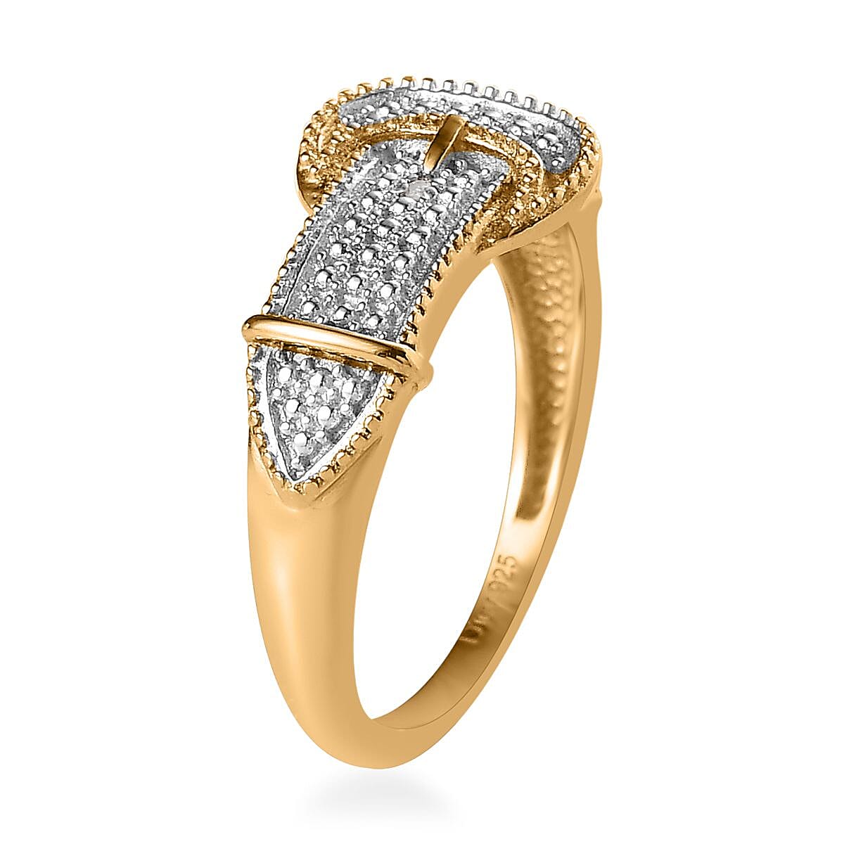 Diamond Accent Buckle Ring in 14K YG Over Sterling Silver (Size 7.0) image number 3