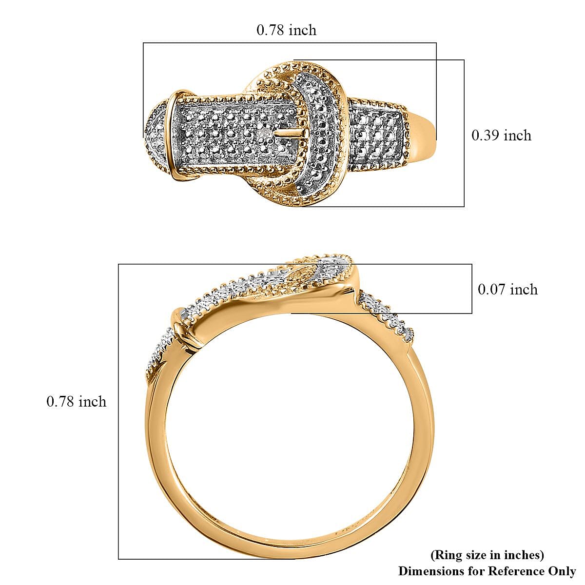 Diamond Accent Buckle Ring in 14K YG Over Sterling Silver (Size 7.0) image number 5