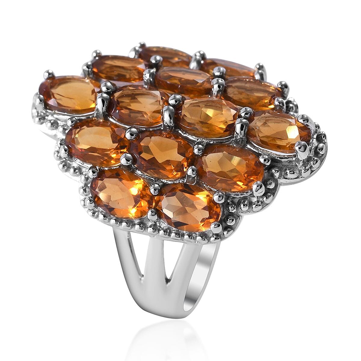 Santa Ana Madeira Citrine Cluster Ring in Platinum Over Sterling Silver 5.90 ctw image number 2