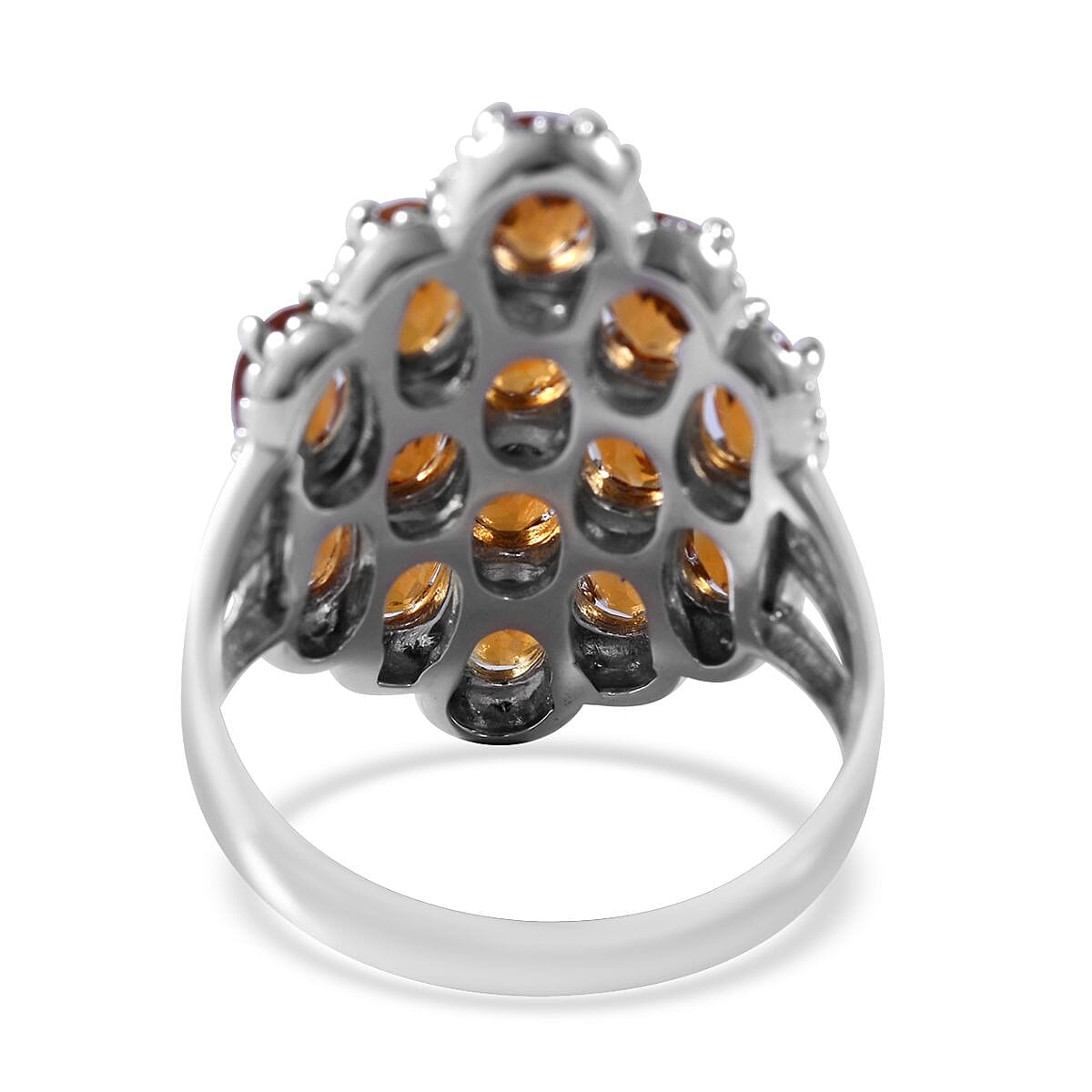 Santa Ana Madeira Citrine Cluster Ring in Platinum Over Sterling Silver (Size 10.0) 5.90 ctw