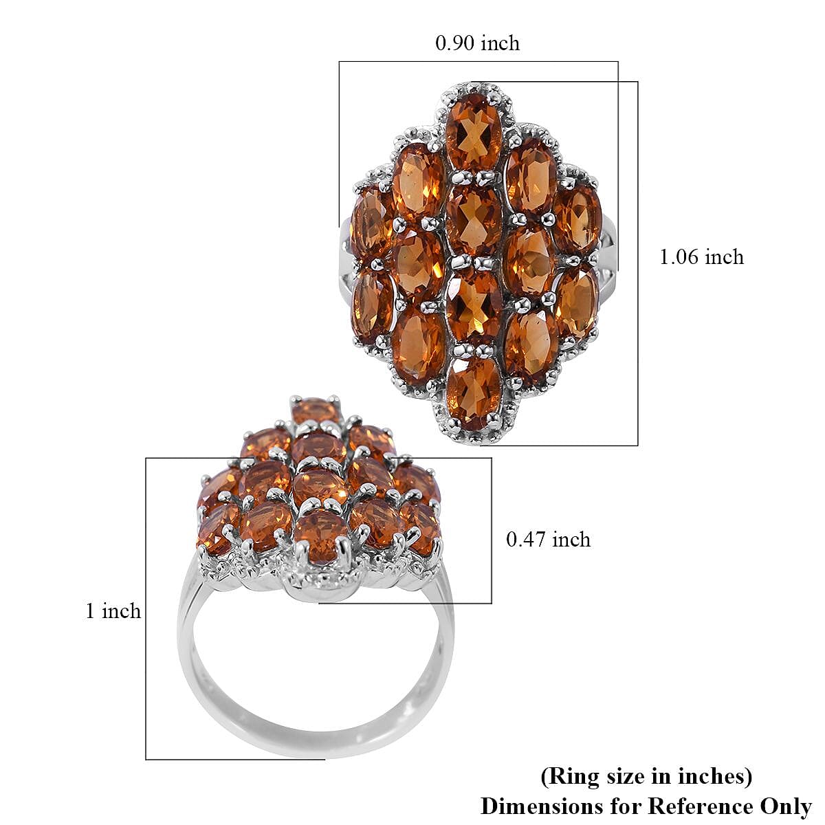 Santa Ana Madeira Citrine Cluster Ring in Platinum Over Sterling Silver 5.90 ctw image number 4