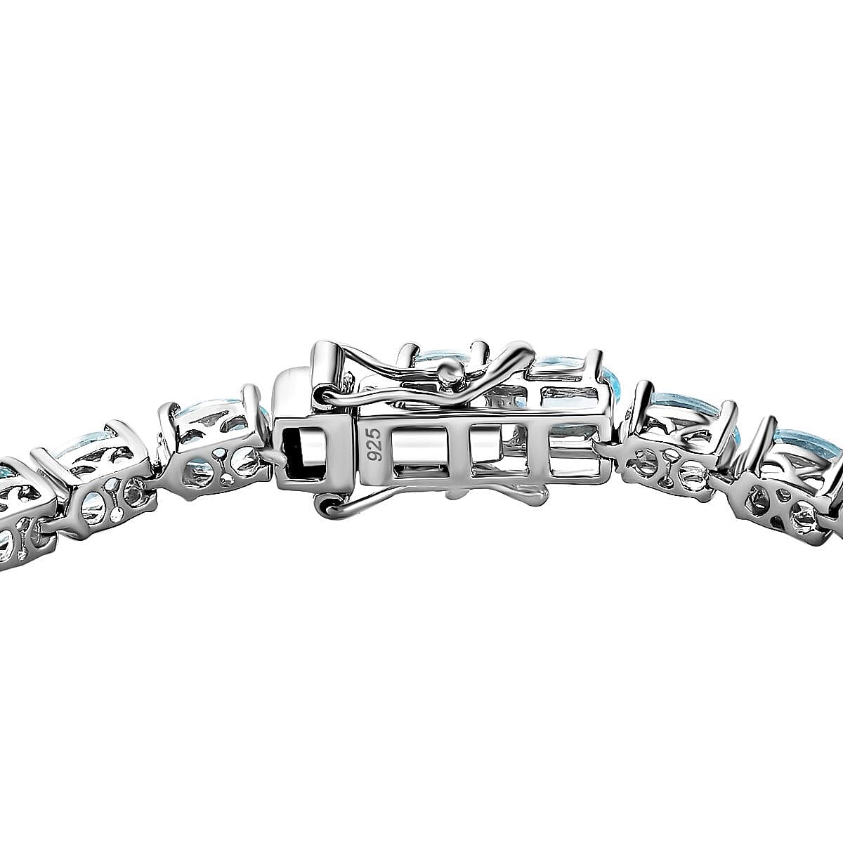 Aquamarine 12.18 ctw Bracelet in Platinum Over Sterling Silver (8.0 In)