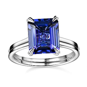 Rhapsody 950 Platinum AAAA Tanzanite and E-F VS2 Diamond Solitaire Ring (Size 9.0) 5.85 Grams 5.00 ctw
