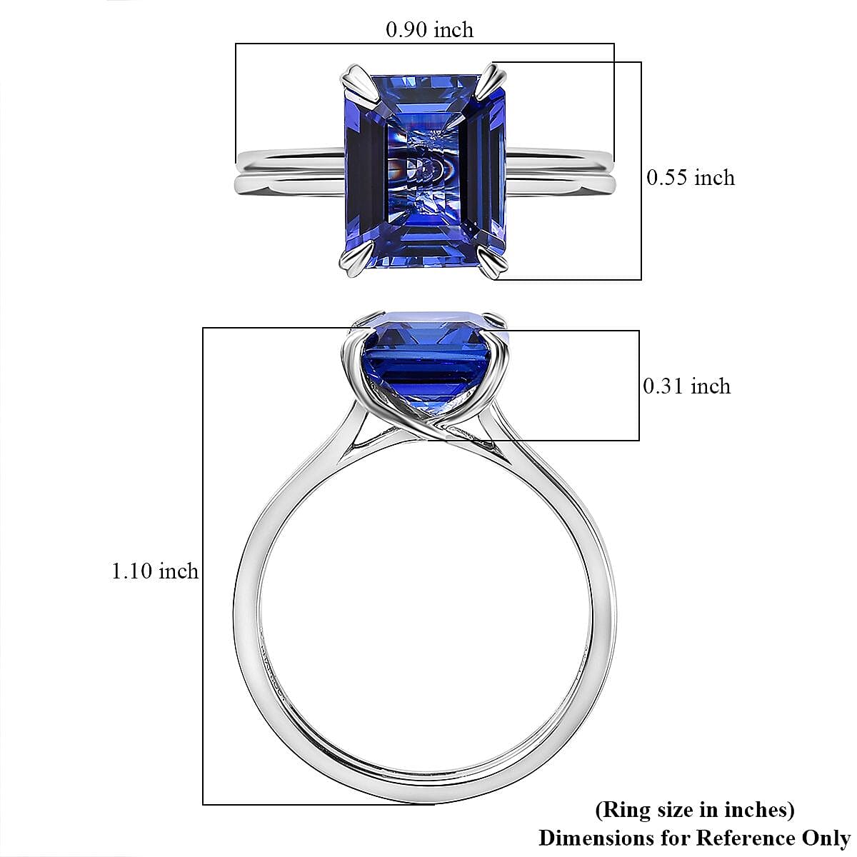 Rhapsody 950 Platinum AAAA Tanzanite and E-F VS2 Diamond Solitaire Ring (Size 9.0) 5.85 Grams 5.00 ctw image number 6