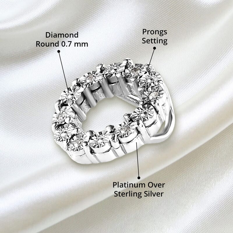 Diamond Accent Circle Pendant without Chain in Platinum Over Sterling Silver