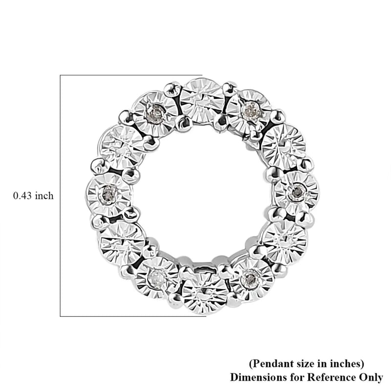 Diamond Accent Circle Pendant without Chain in Platinum Over Sterling Silver