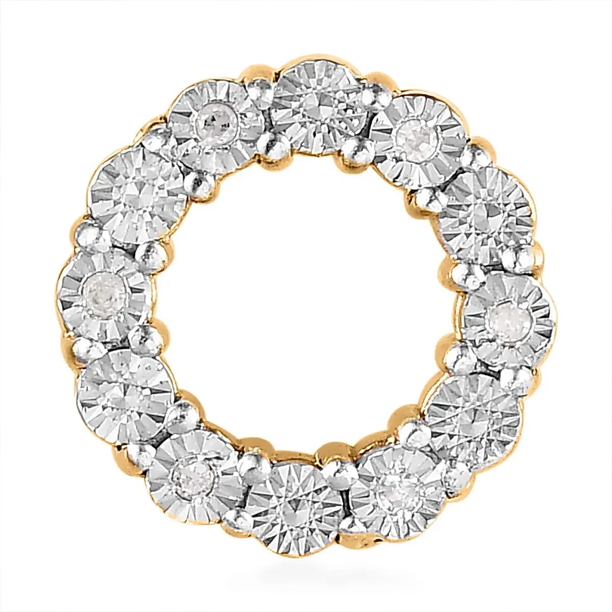 White Diamond Accent Circle Pendant in 14K Yellow Gold Over Sterling Silver image number 0