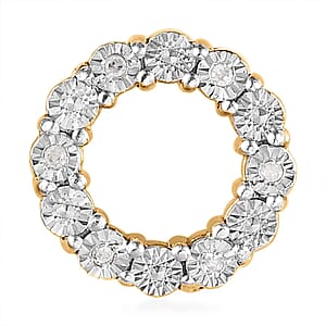 White Diamond Accent Circle Pendant in 14K Yellow Gold Over Sterling Silver