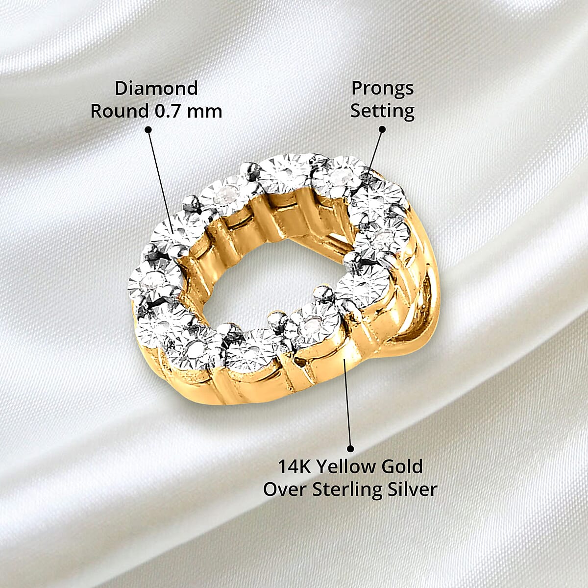 White Diamond Accent Circle Pendant in 14K Yellow Gold Over Sterling Silver image number 4