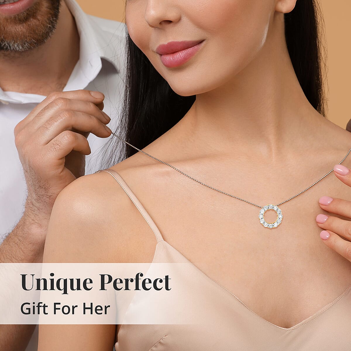 White Diamond Accent Circle Pendant in 14K Yellow Gold Over Sterling Silver image number 5
