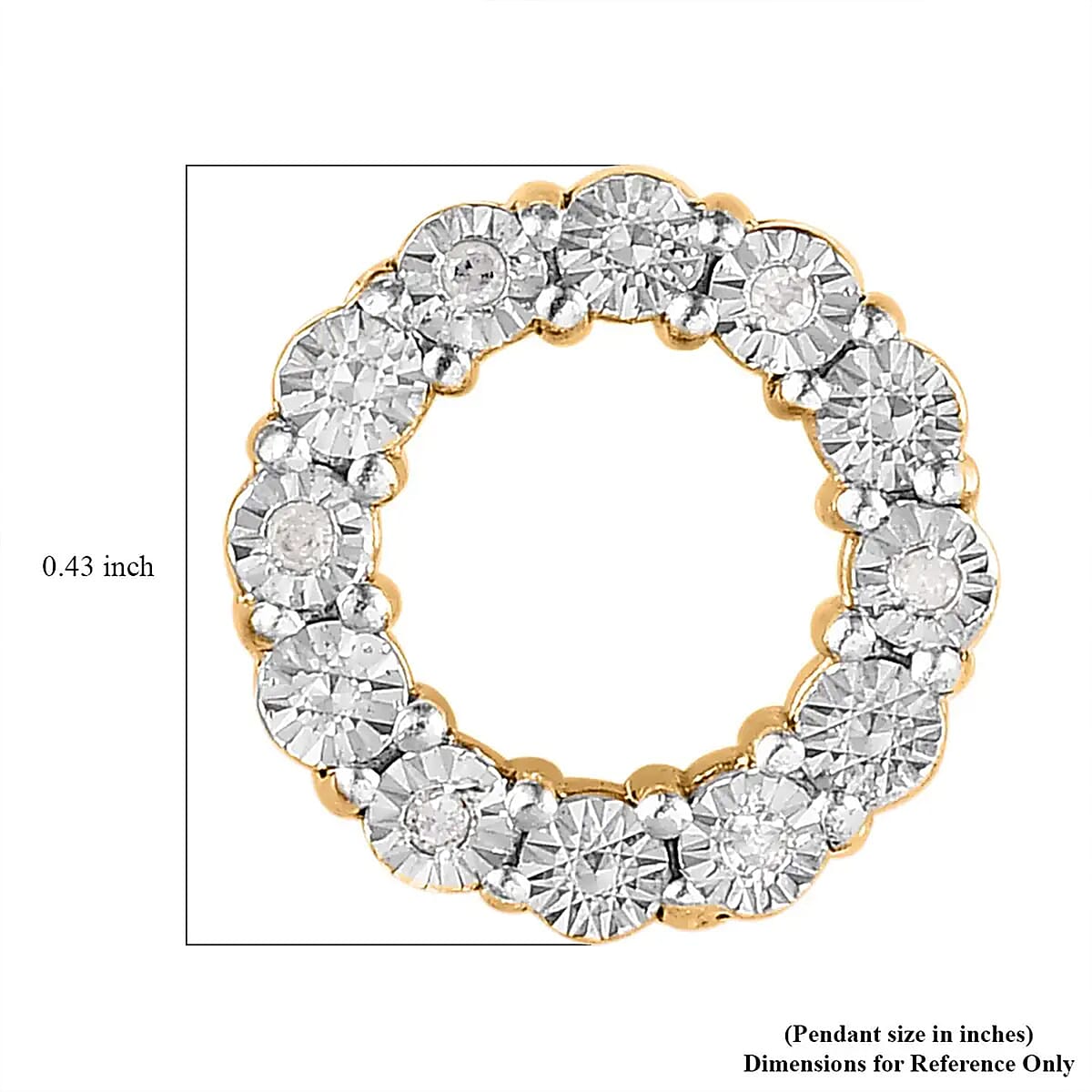 White Diamond Accent Circle Pendant in 14K Yellow Gold Over Sterling Silver image number 6