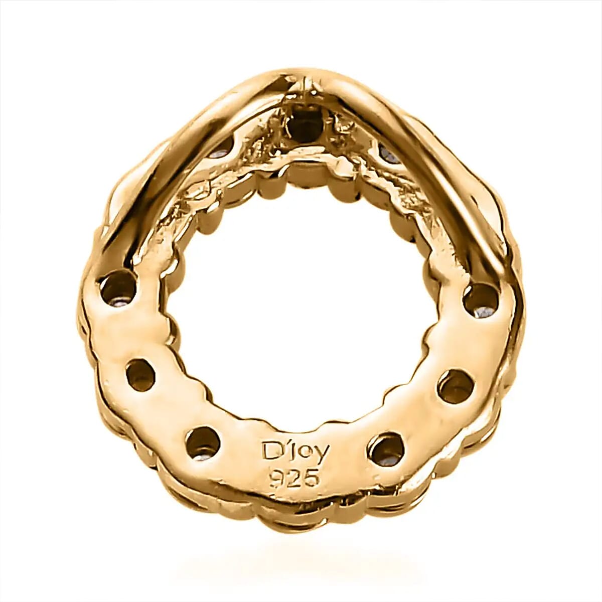 White Diamond Accent Circle Pendant in 14K Yellow Gold Over Sterling Silver image number 8