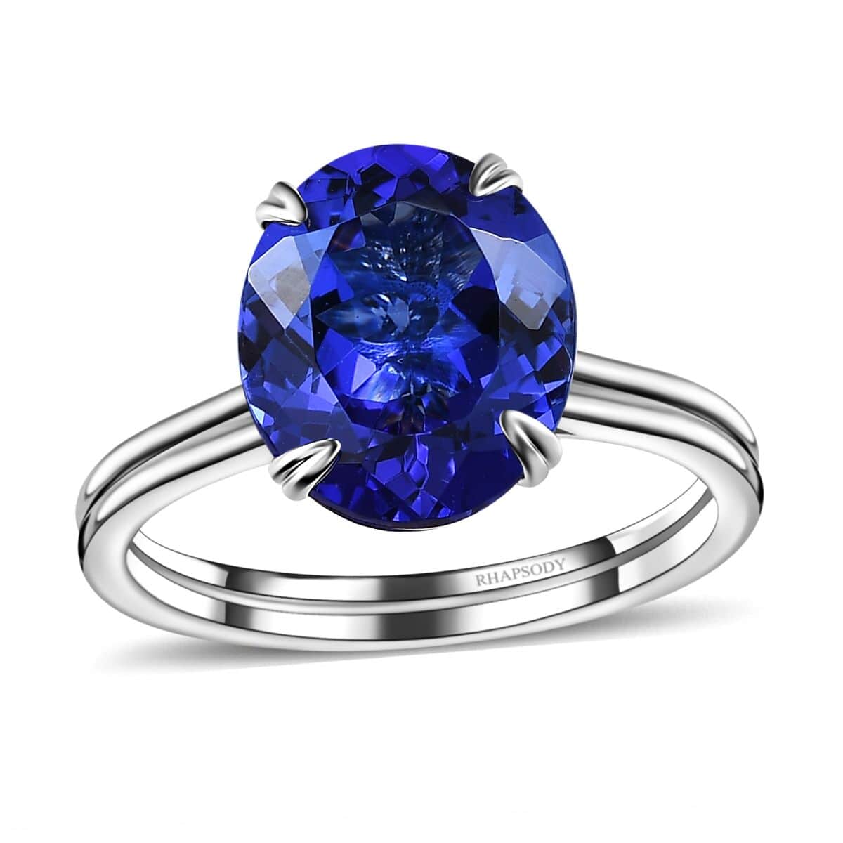 Certified Rhapsody 950 Platinum AAAA Tanzanite and E-F VS2 Diamond Solitaire Ring (Size 9.0) 5.85 Grams 5.00 ctw image number 0