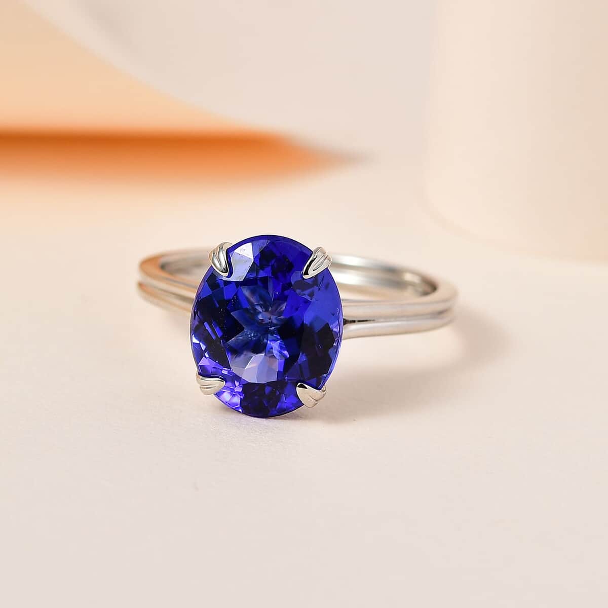 Certified Rhapsody 950 Platinum AAAA Tanzanite and E-F VS2 Diamond Solitaire Ring (Size 9.0) 5.85 Grams 5.00 ctw image number 1