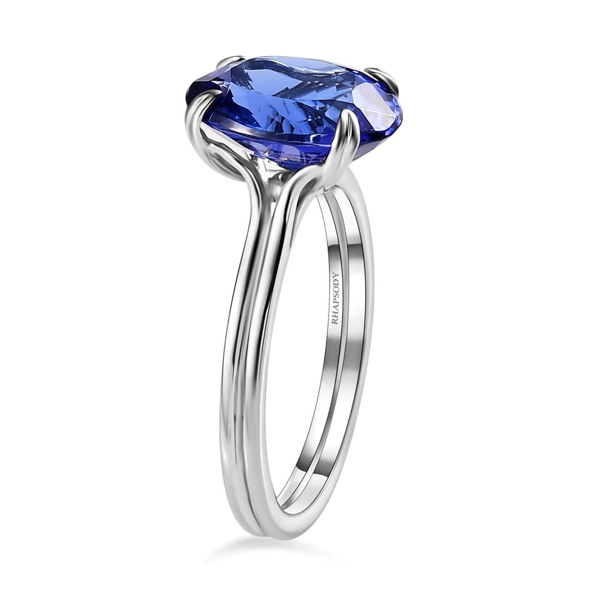 Certified Rhapsody 950 Platinum AAAA Tanzanite and E-F VS2 Diamond Solitaire Ring (Size 9.0) 5.85 Grams 5.00 ctw image number 3