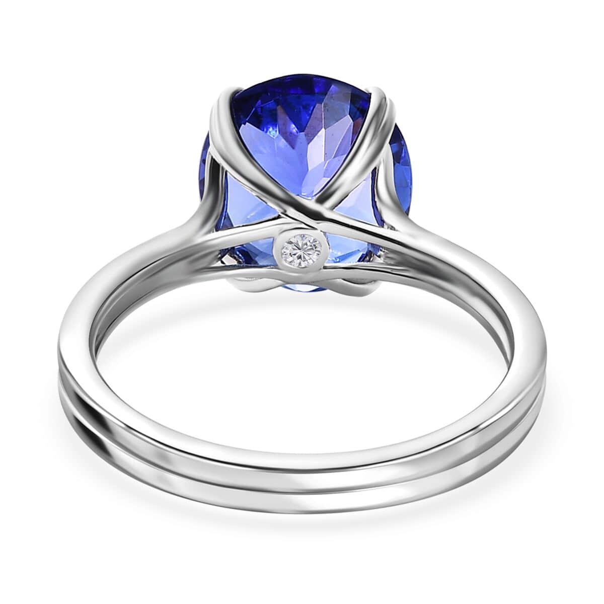 Certified Rhapsody 950 Platinum AAAA Tanzanite and E-F VS2 Diamond Solitaire Ring (Size 9.0) 5.85 Grams 5.00 ctw image number 4