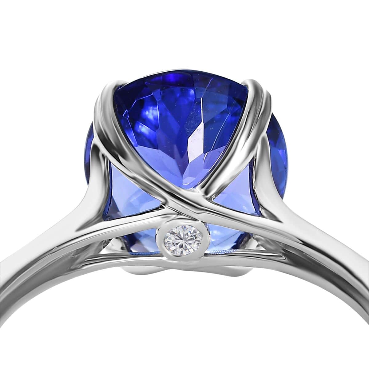 Certified Rhapsody 950 Platinum AAAA Tanzanite and E-F VS2 Diamond Solitaire Ring (Size 9.0) 5.85 Grams 5.00 ctw image number 5