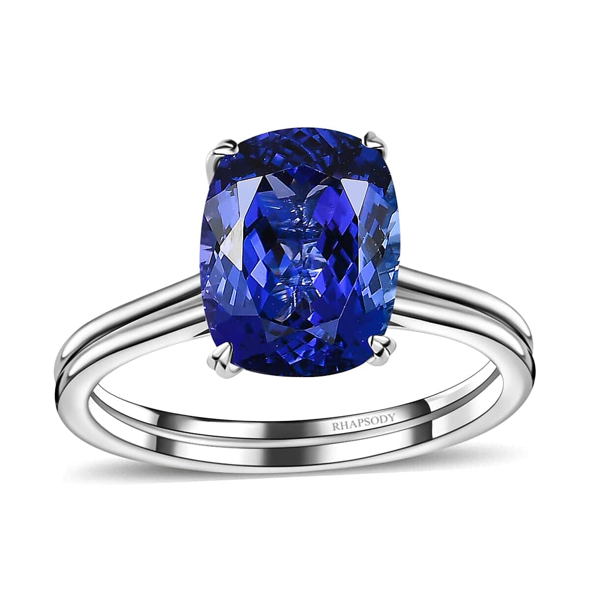 Certified & Appraised Rhapsody 950 Platinum AAAA Tanzanite and E-F VS2 Diamond Solitaire Ring (Size 9.0) 5.25 Grams 5.30 ctw image number 0